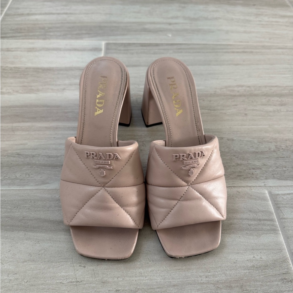 Prada Women's Beige Leather Mules